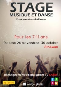 Stage vacances musique et danse 7-11 ans. Du 26 au 30 octobre 2015 à Besançon. Doubs.  13H30
